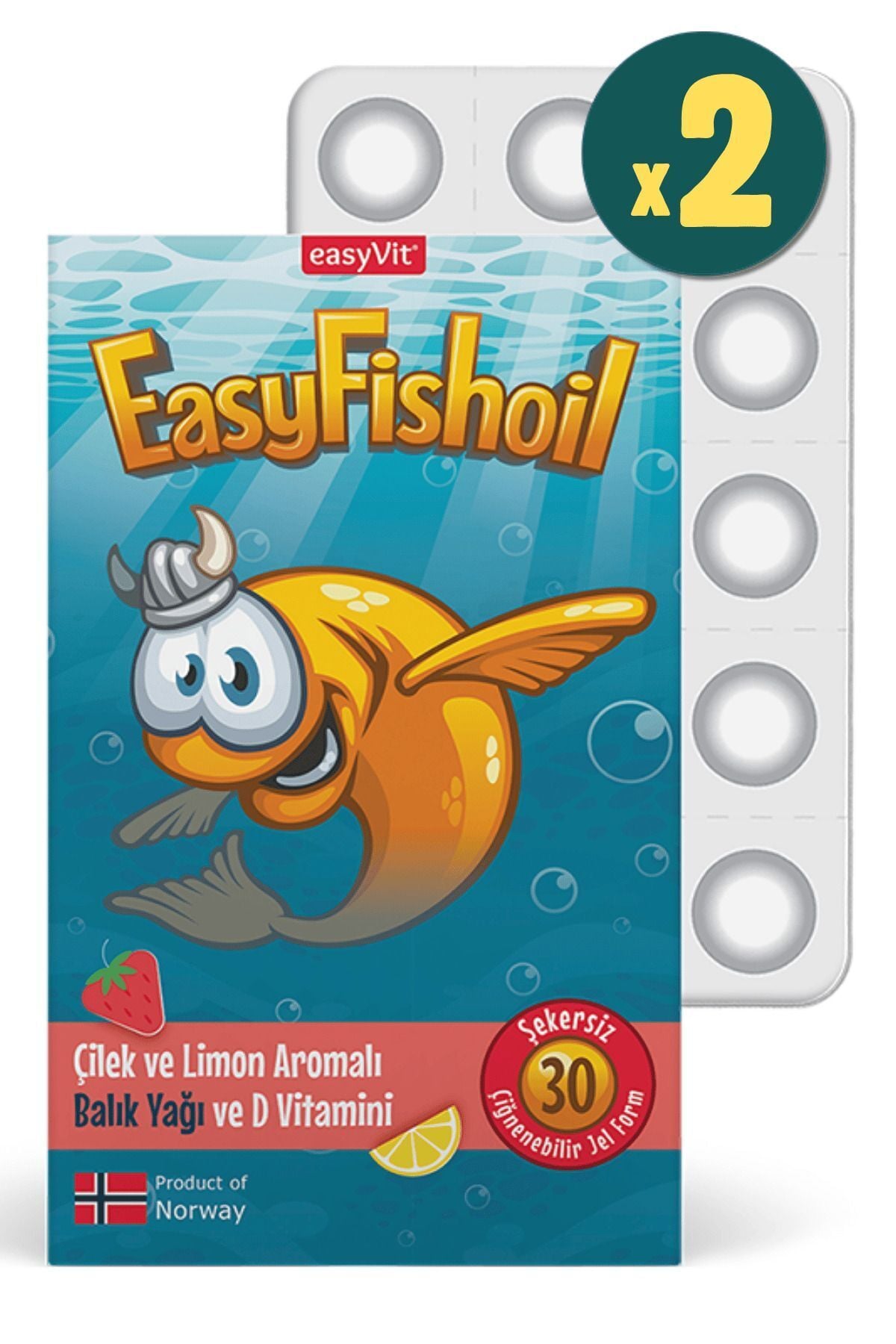 Easy Fish Oil Çilek Ve Limon Aromalı 30 Çiğneme Tableti-2 Adet