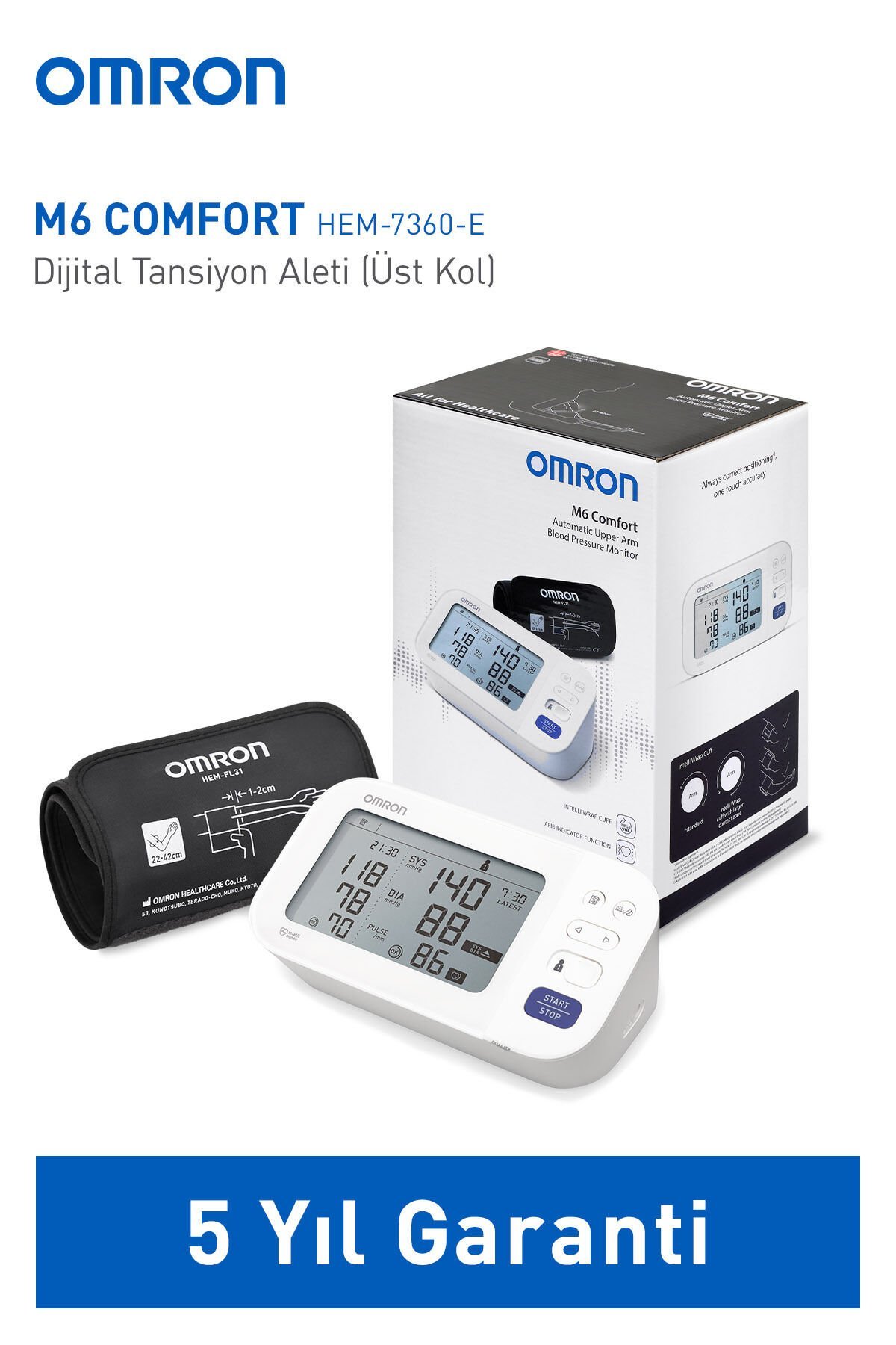 M6 Comfort AFib HEM-7380-E Koldan Ölçer Tansiyon Aleti