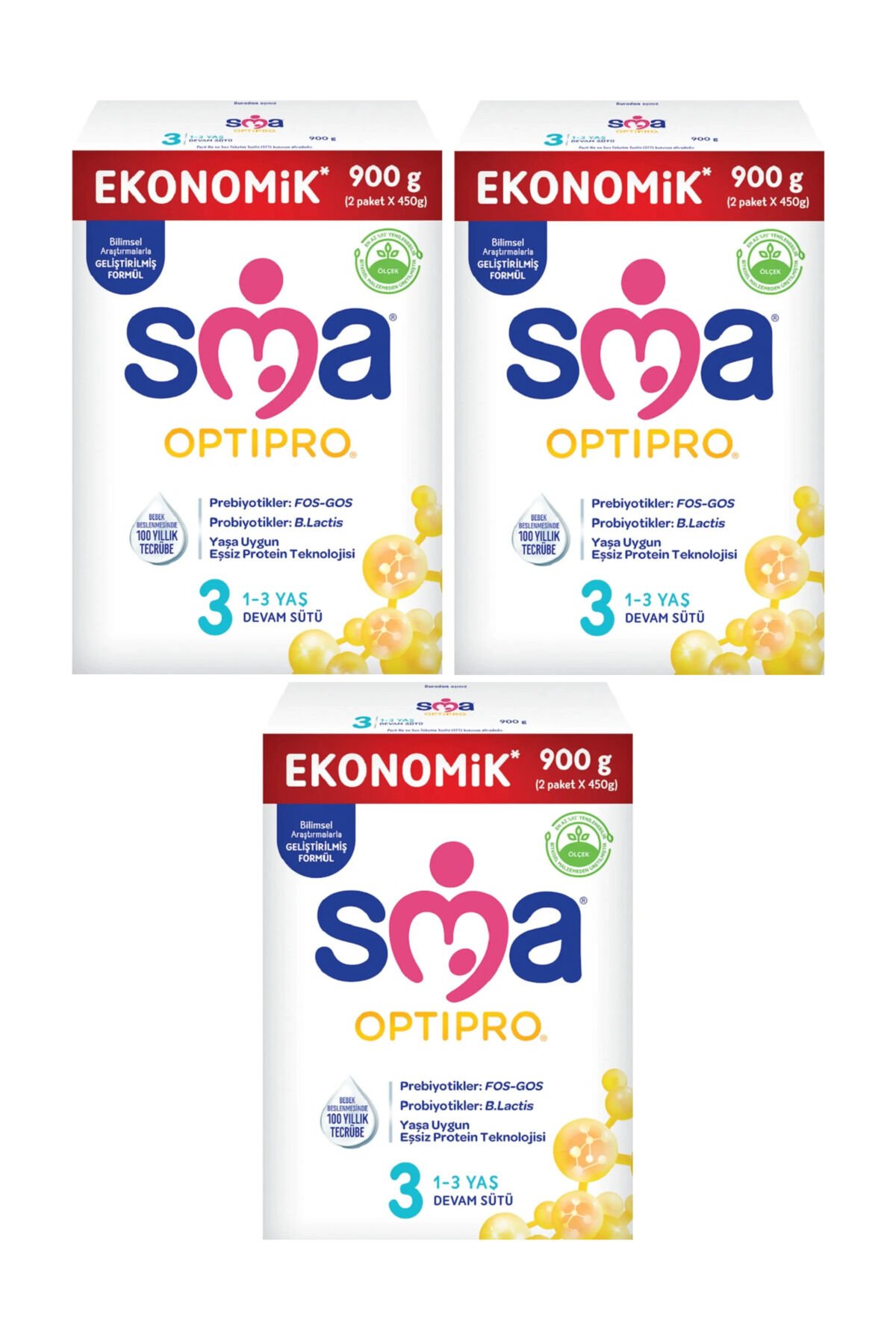 SMA Optipro Probıyotik 3 Numara Bebek Sütü 900gr-3 Adet