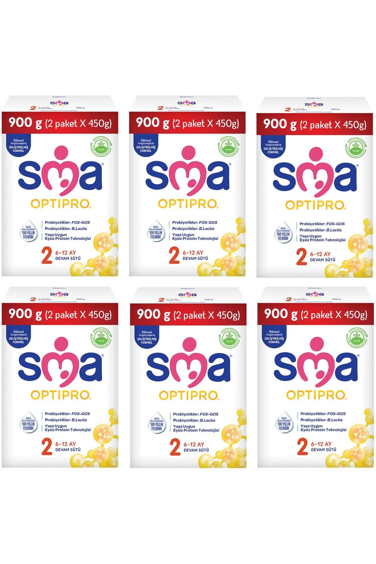 SMA Optipro Probıyotik 2 Numara Bebek Sütü 900gr-6 Adet
