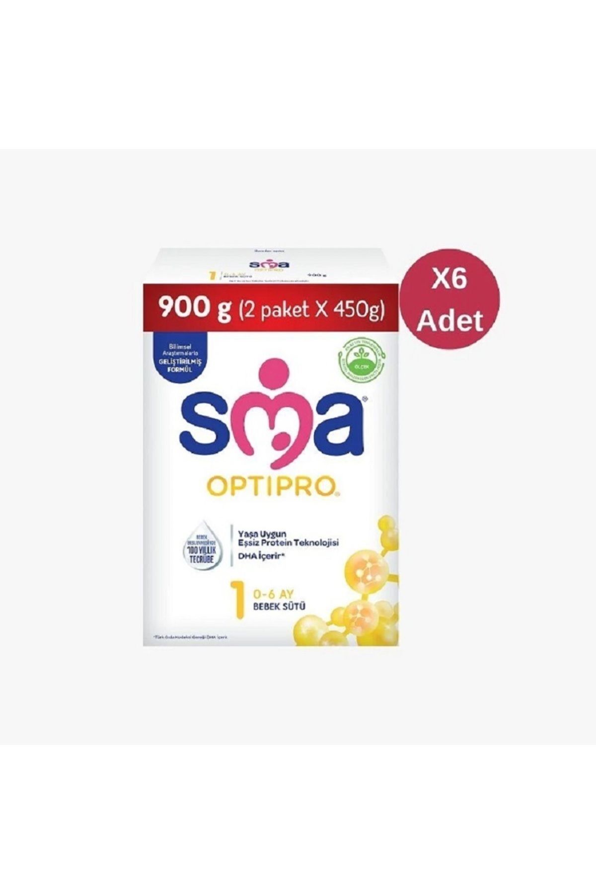 SMA Optipro Probıyotik 1 Numara Bebek Sütü 900 gr-6 Adet