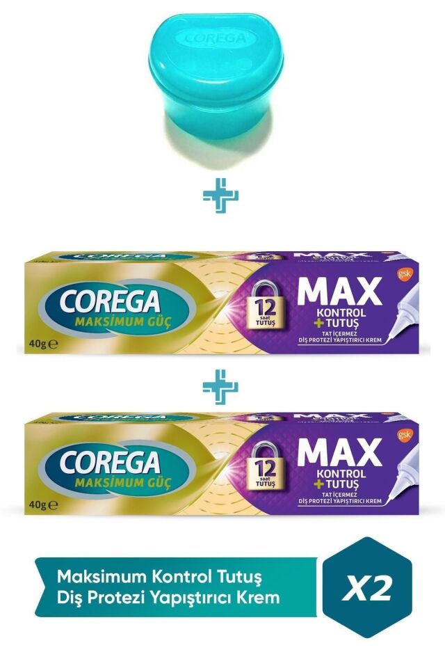Maksimum Kontrol Protez Yapıştırıcı Krem 40gr 2 Adet + Protez Diş Saklama Kutusu Cbkshop