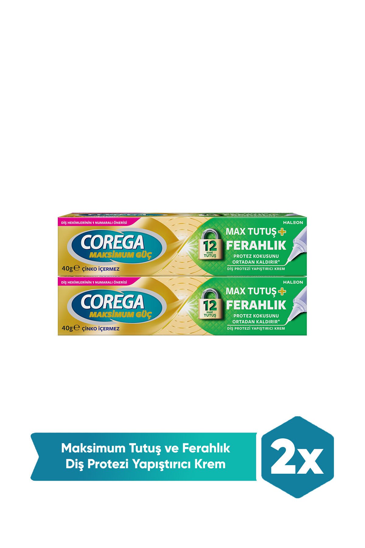 Corega Max Tutuş+Ferahlık Diş Protezi Yapıştırıcı Krem 40g-2 Adet