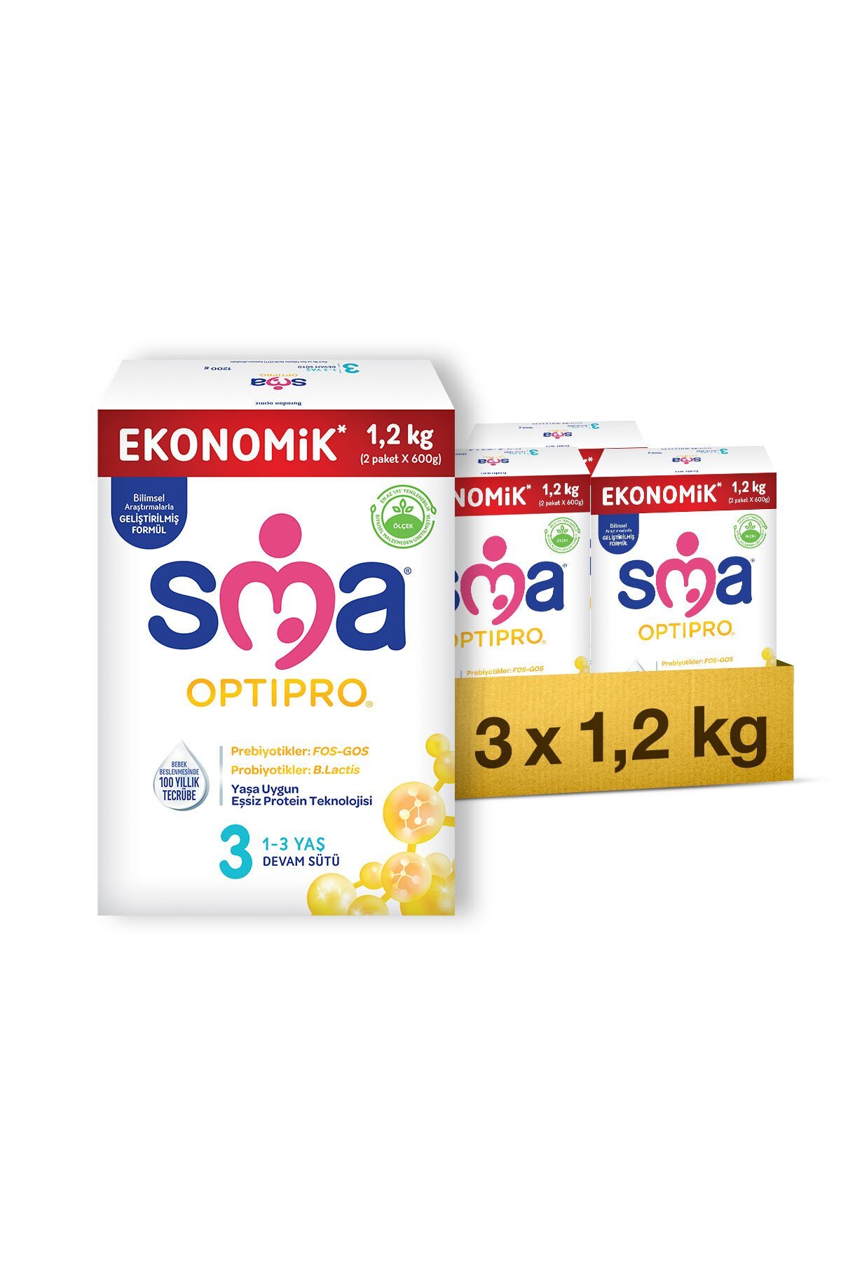 Optipro Probiyotik 3 1- 3 Yaş Devam Sütü 1200 gr X 3 Adet