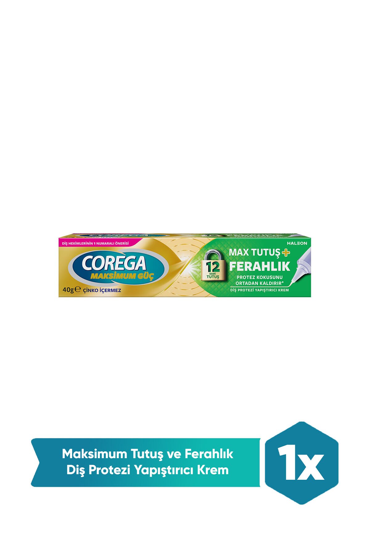 Corega Max Tutuş+Ferahlık Diş Protezi Yapıştırıcı Krem 40g