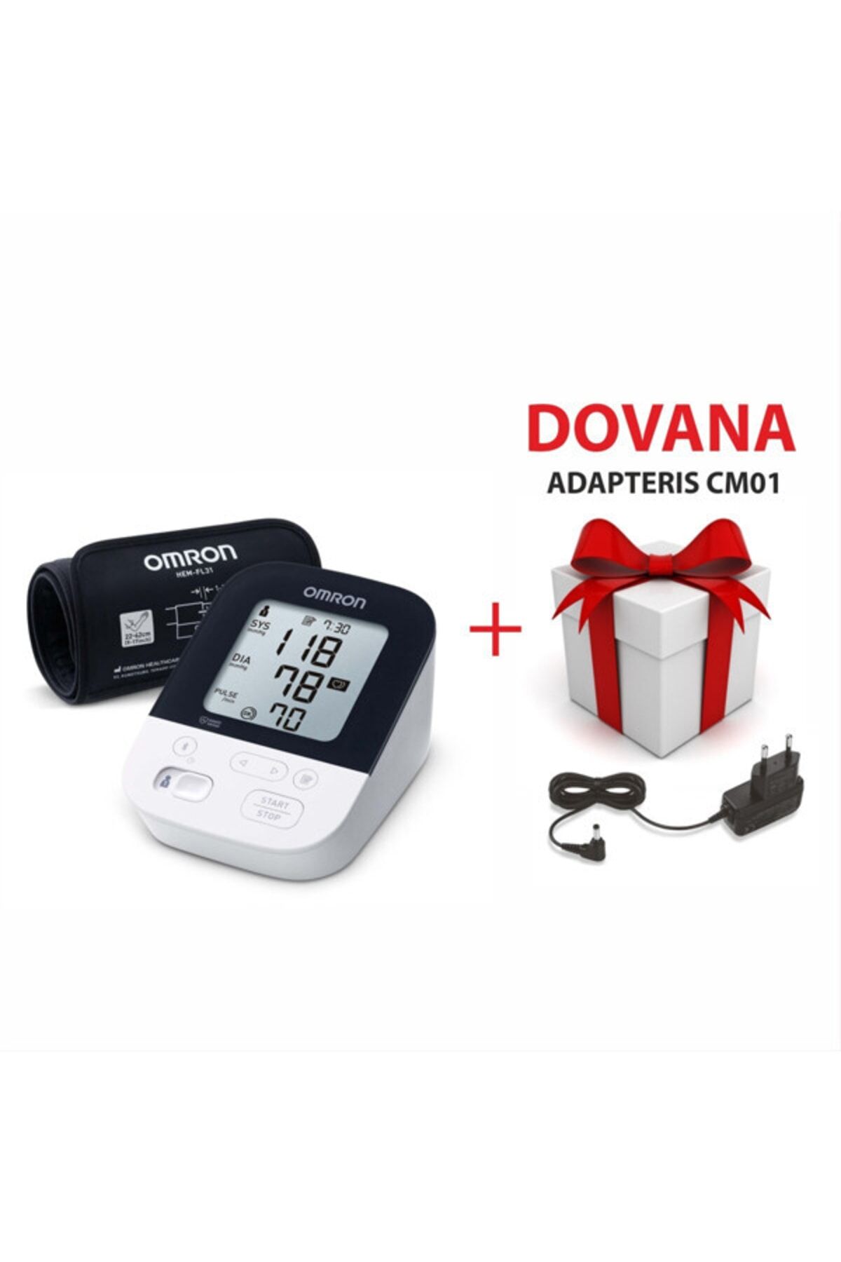 M4 Intelli It Hem-7155t-ebk Tam Otomatik Üst Koldan Ölçer Aleti+adaptör