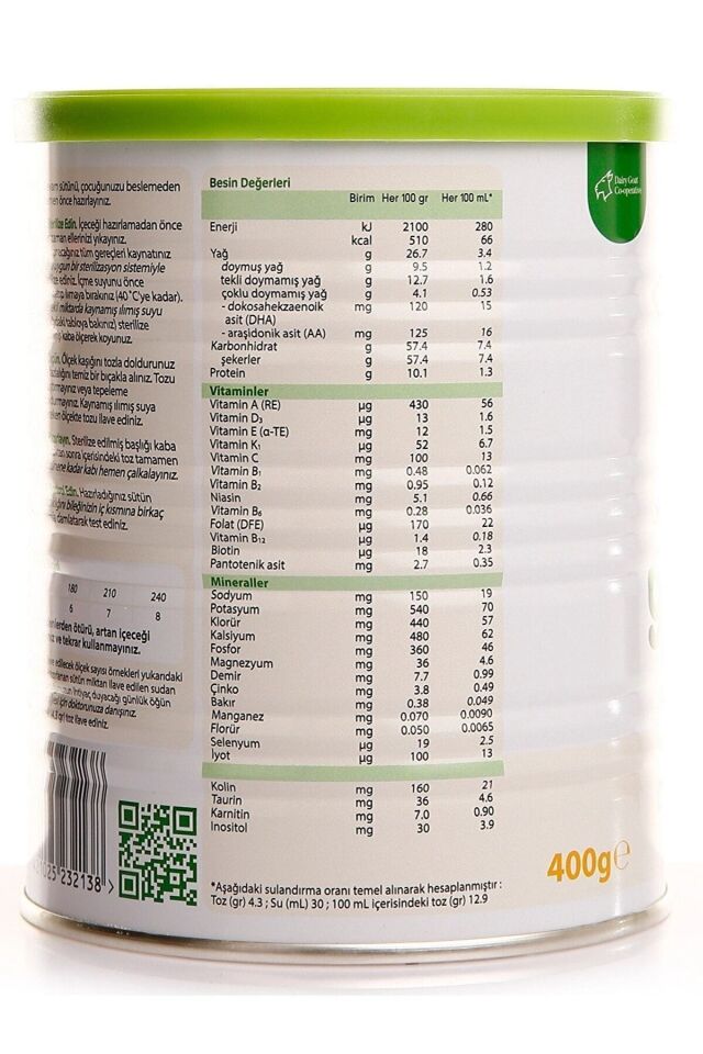 3 Numara 12 Ay Keçi Sütü Bazlı Devam Sütü 400 gr