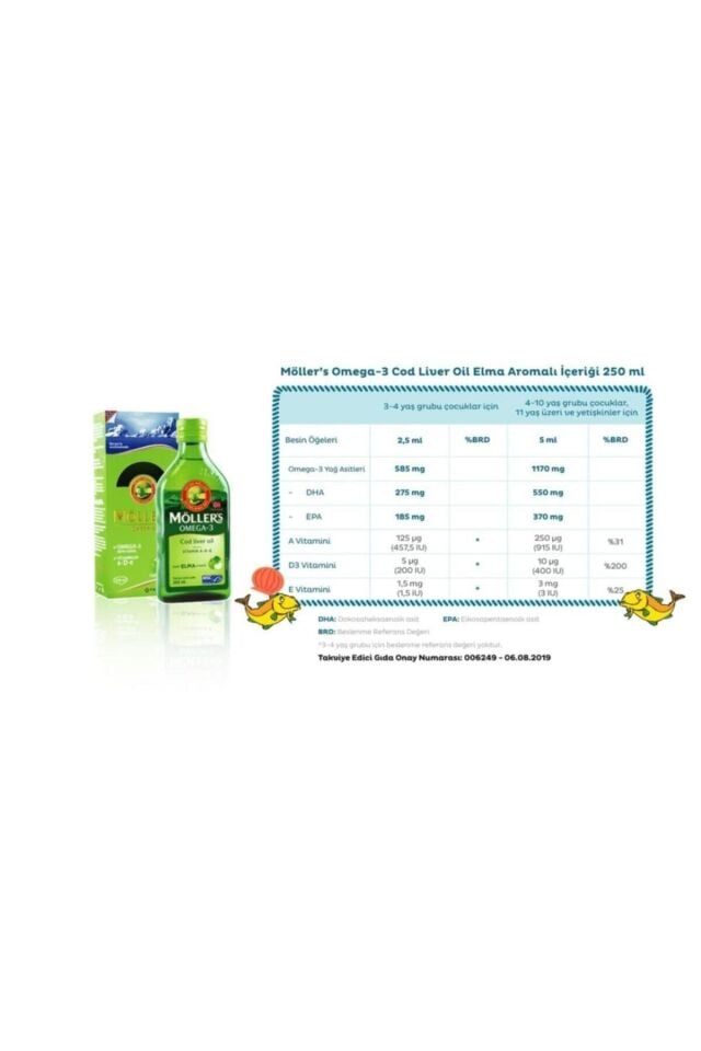 Omega 3 Elma Aromalı Balık Yağı 250 ml