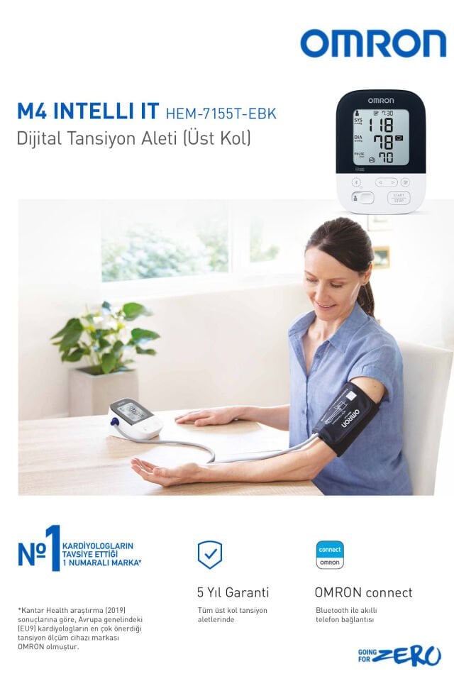 M4 Intelli IT Üst Koldan Tansiyon Aleti – Bluetooth, Akıllı Manşetli, 2 Kullanıcılı, 5 Yıl Garantili