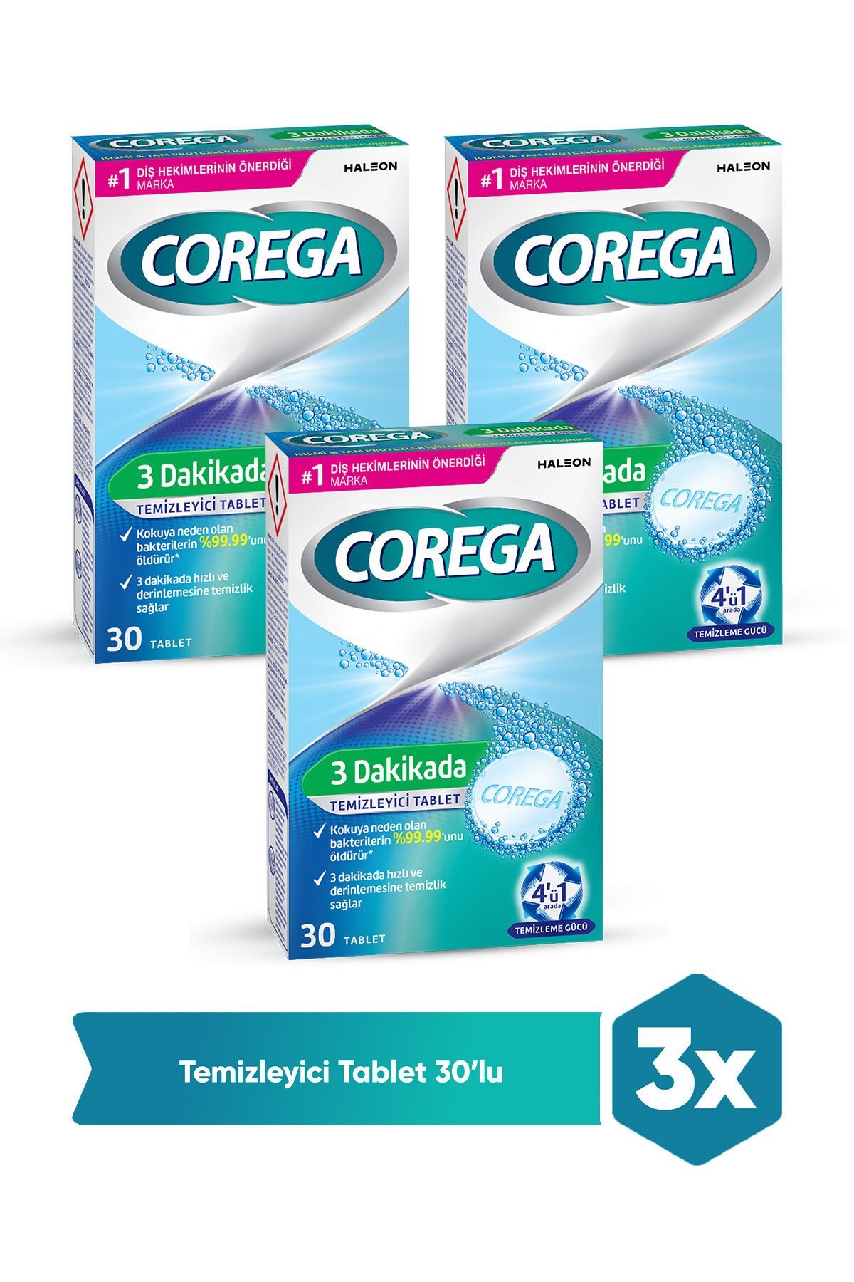 Protez Temizleyici Naneli 30 Tablet 3'lü Paket