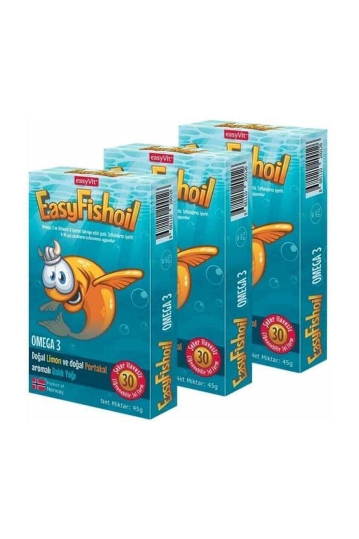EasyFishoil Çocuk Portakal Aromalı 30 Çiğneme Tablet 3 Adet