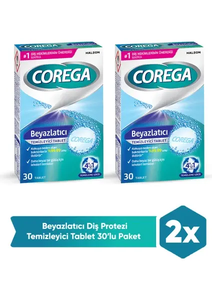 COREGA Beyazlatıcı Temizleyici 30 Tablet+2 Adet