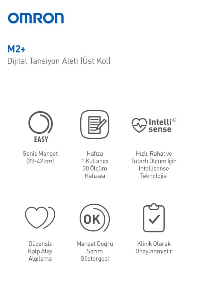 M2+ Geniş Manşetli Üst Koldan Pilli Dijital Tansiyon Aleti – 30 Ölçüm Hafızalı, 5 Yıl Garantili