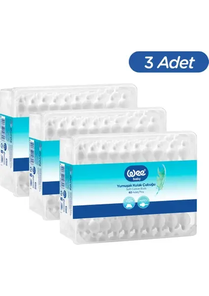 Wee Baby Emniyetli Kulak Çubuğu 60'lı-3 Adet